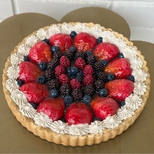 Vintage Decorative Faux Fruit Tart Home Accent Decor 9” Strawberry Blueberry Pie